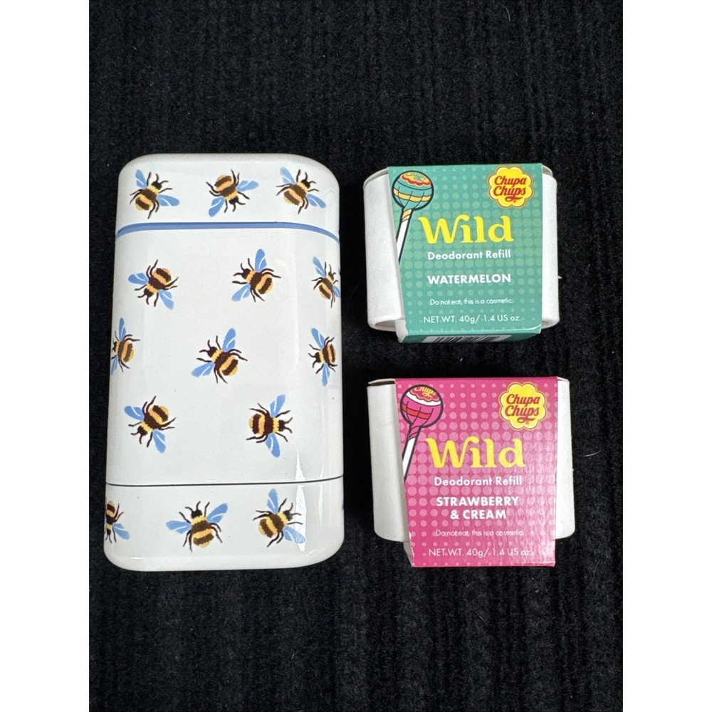 Wild Cosmetics Refillable Deodorant Emma Bridgewater Bee Case Watermelon Strwbry